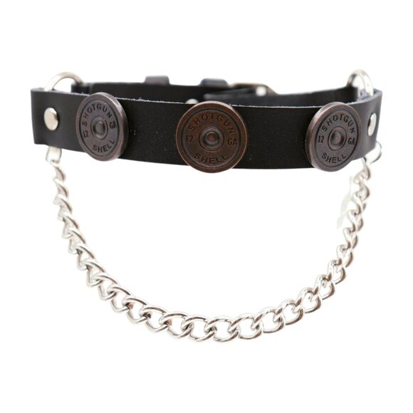 NEW Men Biker Boot Silver Chain Faux Leather 2 Straps Shotgun Bullet Shell Charm - Picture 16 of 16